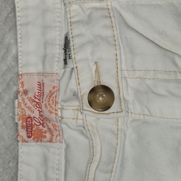 LEVI'S STRAUSS WOMENS CROP JEANS WHITE DENIM SIZE 14 - Picture 3 of 11